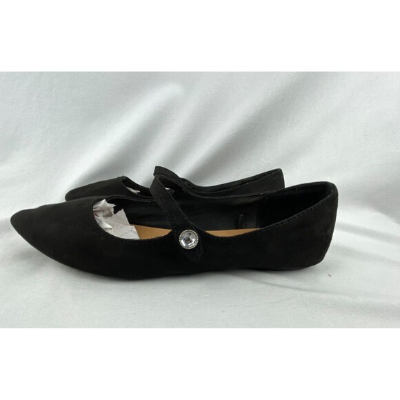 GAP Womens Mary Jane Flats Size 8 Black Faux Suede Pointed Toe Slip On Holiday - Picture 4 of 10